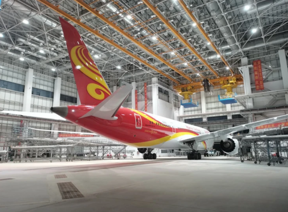 海口首次完成波音787寬體機(jī)整機(jī)噴涂