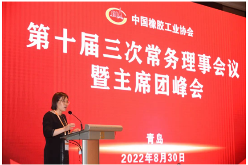 　中國橡膠工業(yè)協(xié)會會長徐文英主持了上半場的主席團會議。
