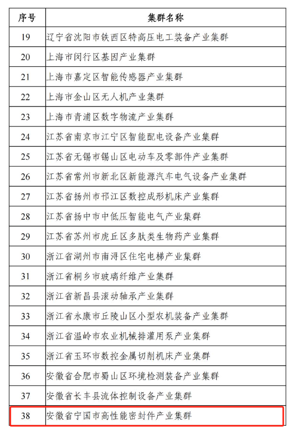而寧國市高性能密封件產業(yè)集群也是備受矚目的產業(yè)集群之一，其起步早、提升早、集聚早、產業(yè)基礎堅實。該集群以中鼎、亞新科、德特威勒等企業(yè)為龍頭，涵蓋汽車、液壓氣動、工程機械、特種領域等五大密封件系統(tǒng)模塊。令人矚目的是，截至2022年，該集群的總產值已達到223.8億元，同時集群內孕育了147家中小企業(yè)，21家省級專精特新企業(yè)，2家國家專精特新“小巨人”企業(yè)，還有一家國家制造業(yè)單項冠軍企業(yè)，成績斐然。